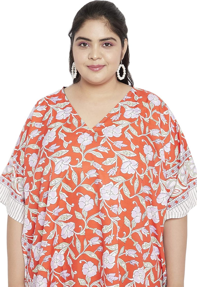 Oussum Short Caftans for Women Plus Size Kaftan Tunic Tops Polyester Summer Beach Clothing Mini Cover Ups Dress for Ladies - Image 3